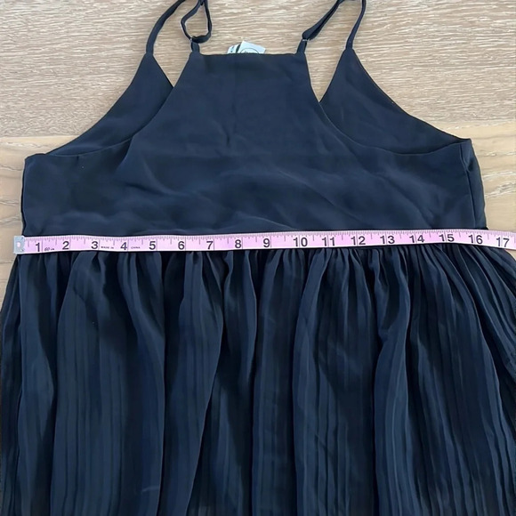 Empire Waist Vneck Shirt Black Small Blouse Peplum Flowy Tank Top Ribbed - Picture 4 of 5